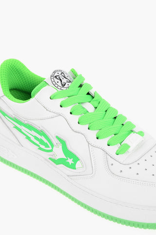 Sneakers Low-top In Pelle Con Dettagli Fluo