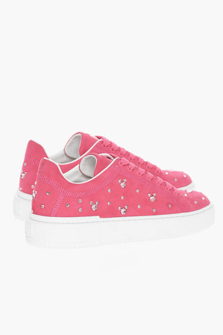 DISNEY Suede Leather Low-top Sneakers Embelished With Rhinestones