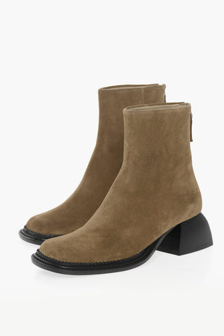 Suede Leather Boots With Sqared Heel 5 cm
