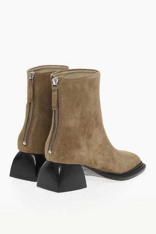 Suede Leather Boots With Sqared Heel 5 cm