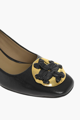 Hammered leather Pumps With Front Detail Heel 5 cm