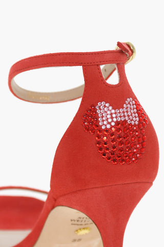 DISNEY Suede Leather Sandals With Rhinestones Heel 10 cm