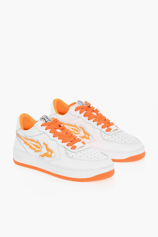 Sneakers Low-top In Pelle Con Dettagli Fluo