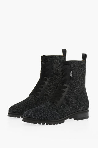 Anfibi In Tessuto Elasticizzato Con Dettagli In Lurex