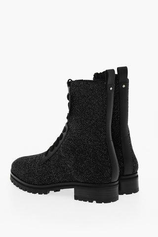 Anfibi In Tessuto Elasticizzato Con Dettagli In Lurex