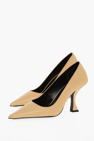 Leather Pointed Pumps With Spool Heel 9 cm