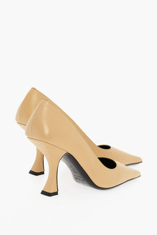Leather Pointed Pumps With Spool Heel 9 cm