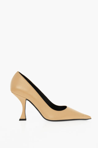 Leather Pointed Pumps With Spool Heel 9 cm