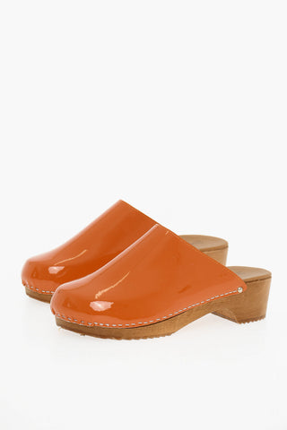 Sabot In Vernice Con Suola In Legno