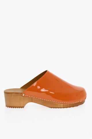 Sabot In Vernice Con Suola In Legno
