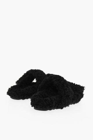 Sandali Ecopelliccia Con Chiusura In Velcro 