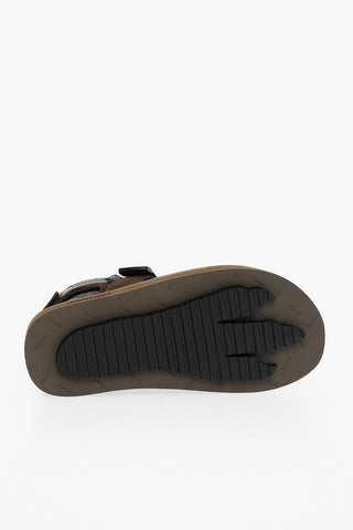 SUICOKE Printed Leather Sandals With Removable Sock