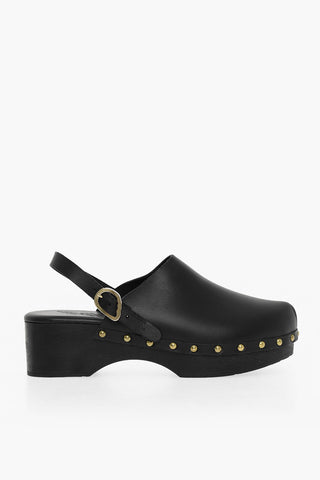 Sabot In Pelle Con Cinturino