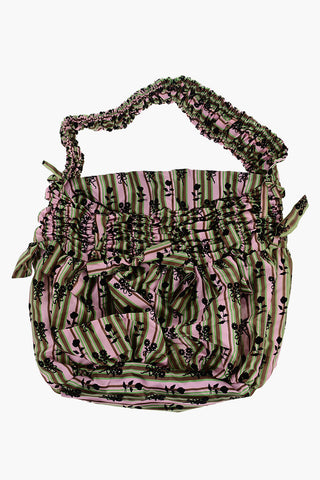 Striped BIG DING Maxi Shoulder Bag with Velvet Details