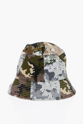 Camouflage Motif Bucket Hat with Embroidered Logo