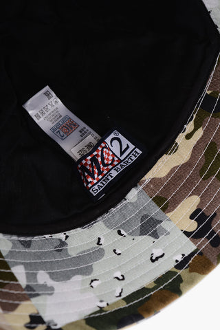 Camouflage Motif Bucket Hat with Embroidered Logo