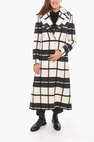 Wool Padded Coat with Check Pattern