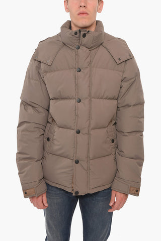 Nylon WINDSTOPPER Down Jacket with Removable Hood