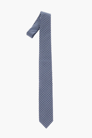 Geometric Motif Silk and Linen Tie