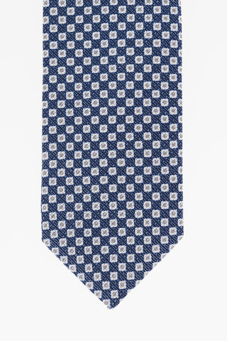Geometric Motif Silk and Linen Tie