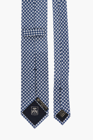 Geometric Motif Silk and Linen Tie