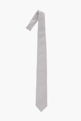 Herringbone Motif Solid Color Silk Tie