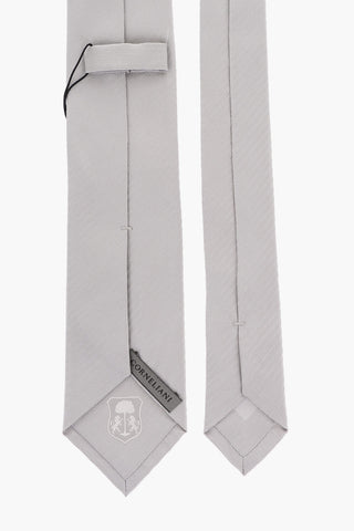 Herringbone Motif Solid Color Silk Tie