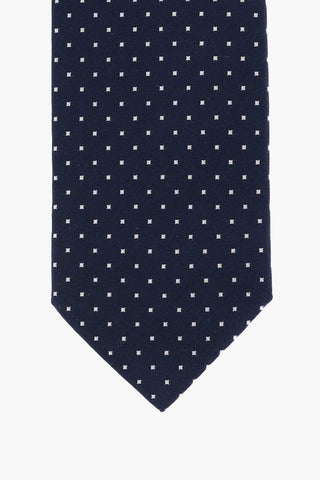 Silk Kipper Tie with Mini Embroidered Rhombuses
