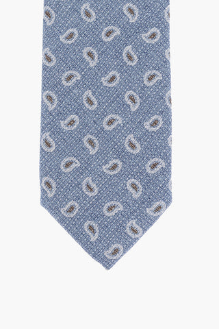 Paisley Patterned Silk and Linen Tie