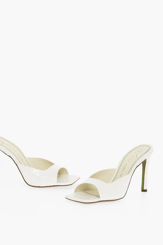 CV' Crocodile Effect Leather Sandals with Square Toe 10cm
