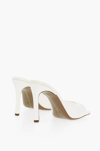 CV' Crocodile Effect Leather Sandals with Square Toe 10cm