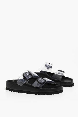MANOLO BLAHNIK Clear ARIZONA Slides With Buckles