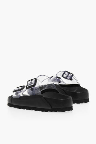 MANOLO BLAHNIK Clear ARIZONA Slides With Buckles