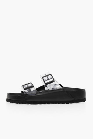 MANOLO BLAHNIK Clear ARIZONA Slides With Buckles