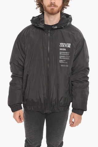 JEANS COUTURE Reversible Down Jacket with Logo Print