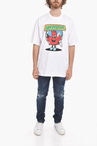 Crew Neck SNOWGLOBE Cotton T-Shirt