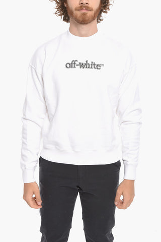 Crew Neck SLANTED LOGO Fleece Cotton Sweatshirt