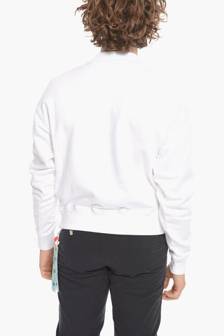 Crew Neck SLANTED LOGO Fleece Cotton Sweatshirt