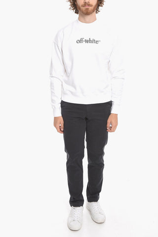 Crew Neck SLANTED LOGO Fleece Cotton Sweatshirt