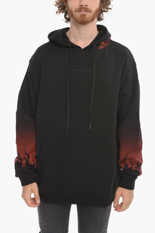 Cotton-Fleece Hoodie With Flame Print