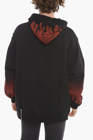 Cotton-Fleece Hoodie With Flame Print