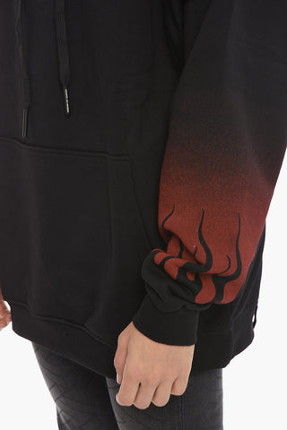 Cotton-Fleece Hoodie With Flame Print