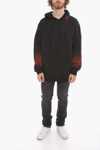Cotton-Fleece Hoodie With Flame Print