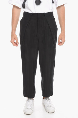Pantaloni Crop in Cupro a Una Pince
