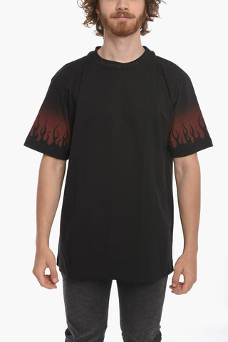 Crewneck T-shirt with Flame-print