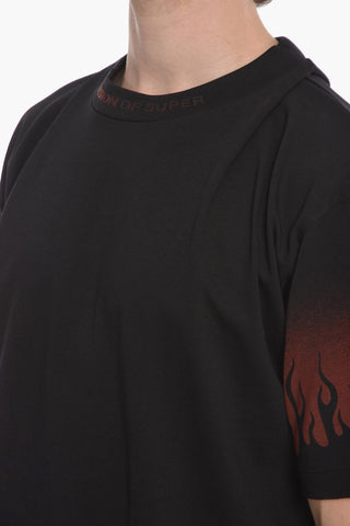 Crewneck T-shirt with Flame-print
