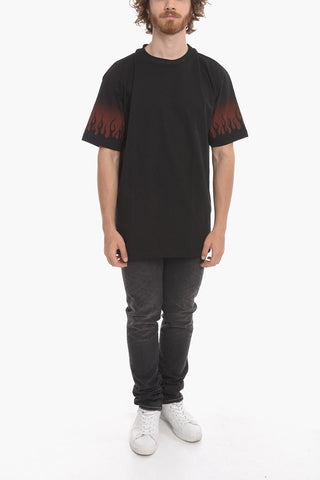 Crewneck T-shirt with Flame-print