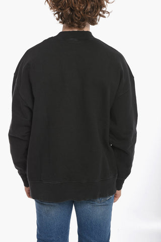 Crew Neck BURNING LOGO Distressed Cotton Sweatshirt