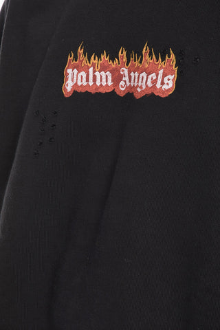 Crew Neck BURNING LOGO Distressed Cotton Sweatshirt