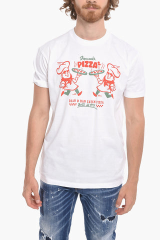 Crew Neck PIZZA Cool Fit Cotton T-Shirt